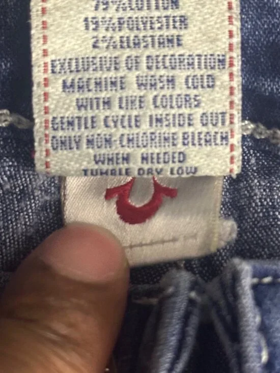 True Religion Women 30 Denim Blue Jean Pant USA Made Legging Tapered Slim Y2K - Picture 9 of 16